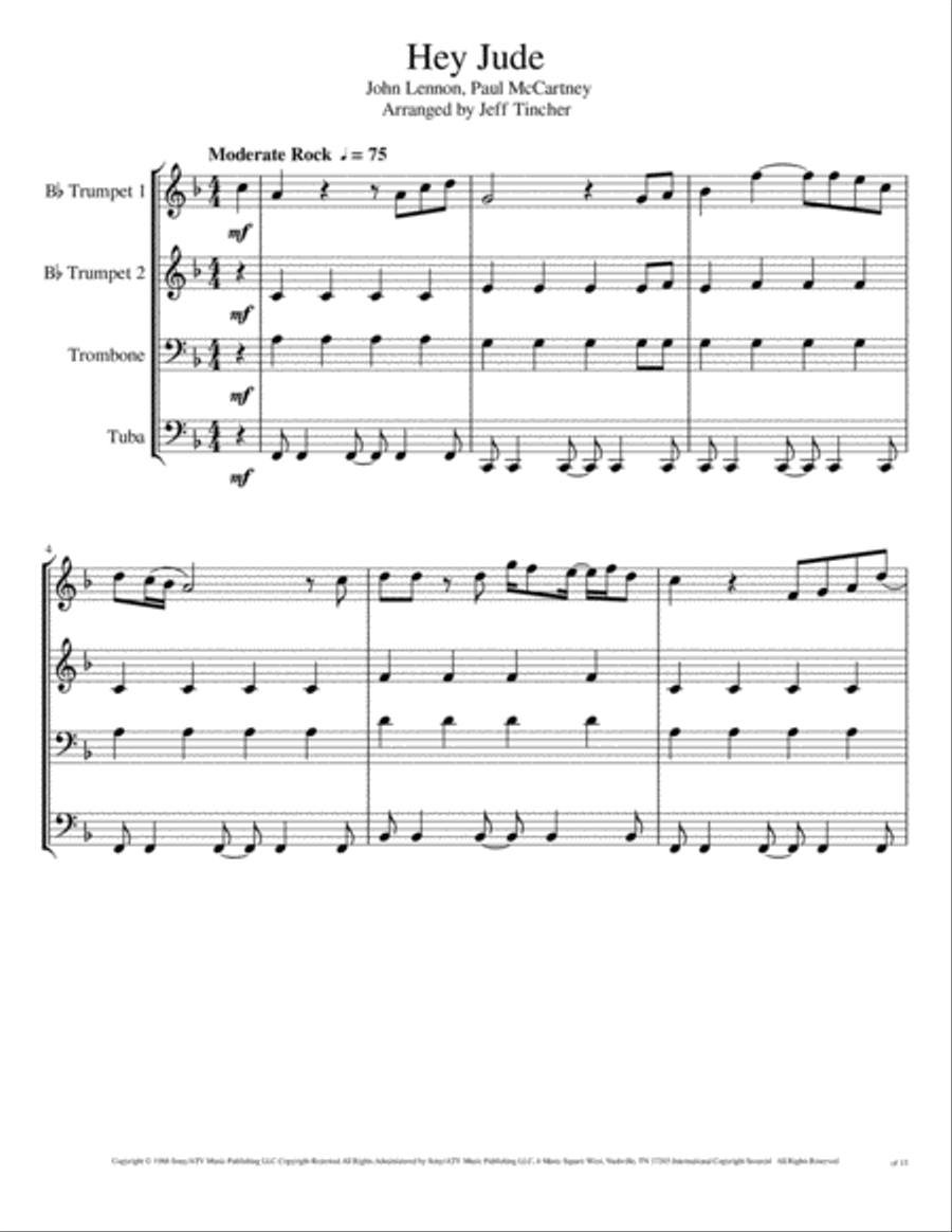 Hey Jude Brass Ensemble scores gallery preview page 2