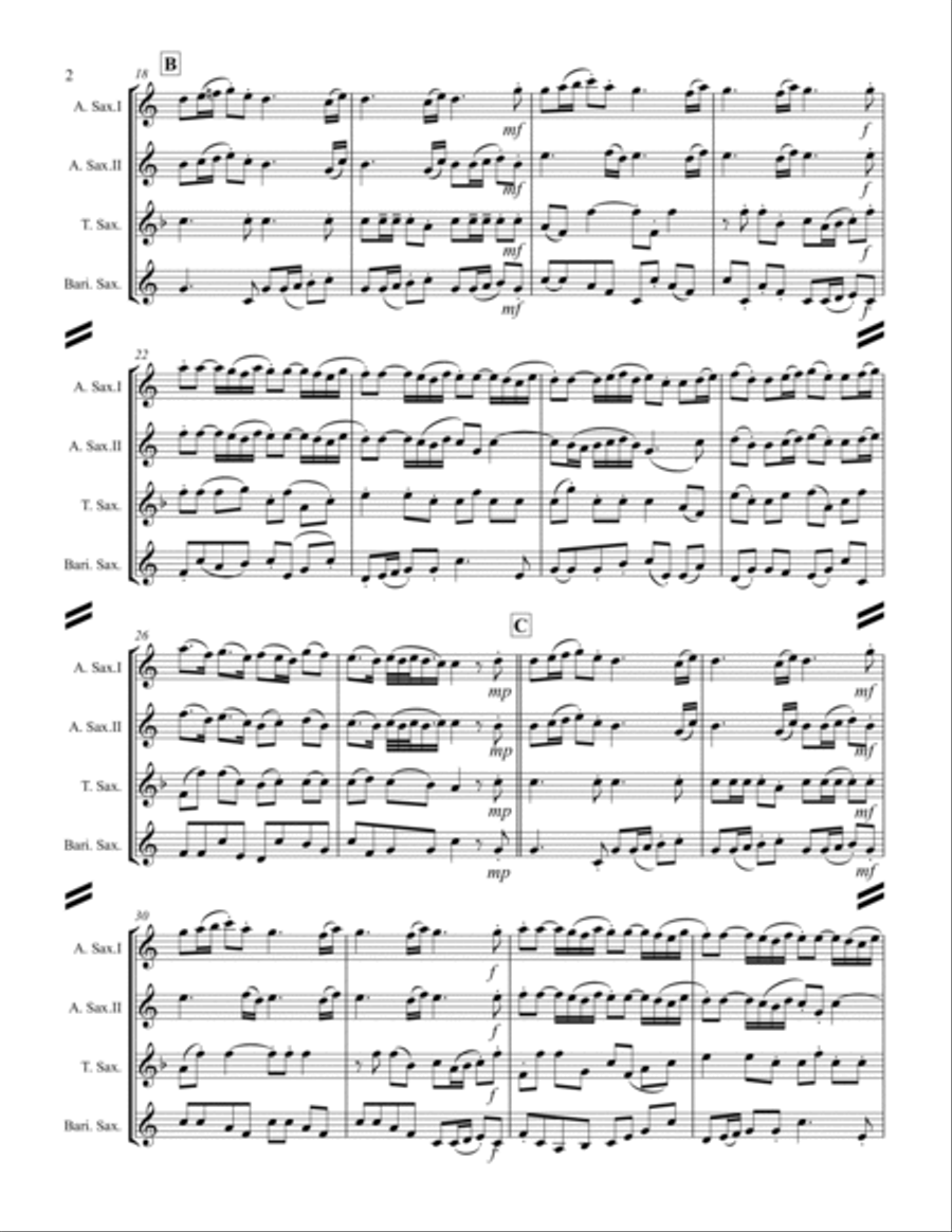 La Rejouissance from Royal Fireworks Music (for Saxophone Quartet AATB) Saxophone Quartet scores gallery preview page 3