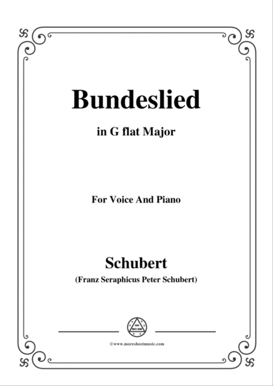 Schubert-Bundeslied,in G flat Major,for Voice&Piano Voice scores gallery preview page 1