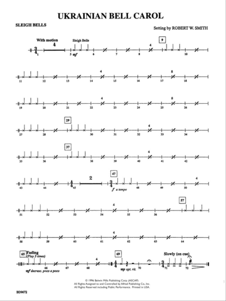 Ukrainian Bell Carol: Sleigh Bells Concert Band scores gallery preview page 1