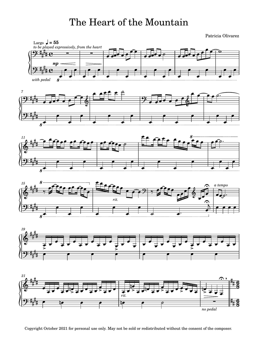 The Heart of the Mountain Piano Solo scores gallery preview page 1