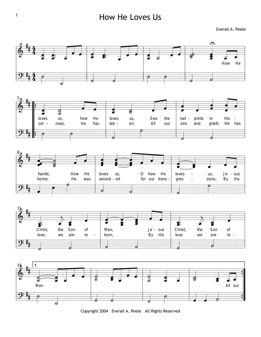 How He Loves Us Piano, Vocal scores gallery preview page 1