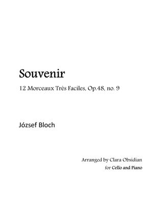 J. Bloch: Souvenir from 12 Morceaux Très Faciles, Op.48, no. 9 for Cello and Piano