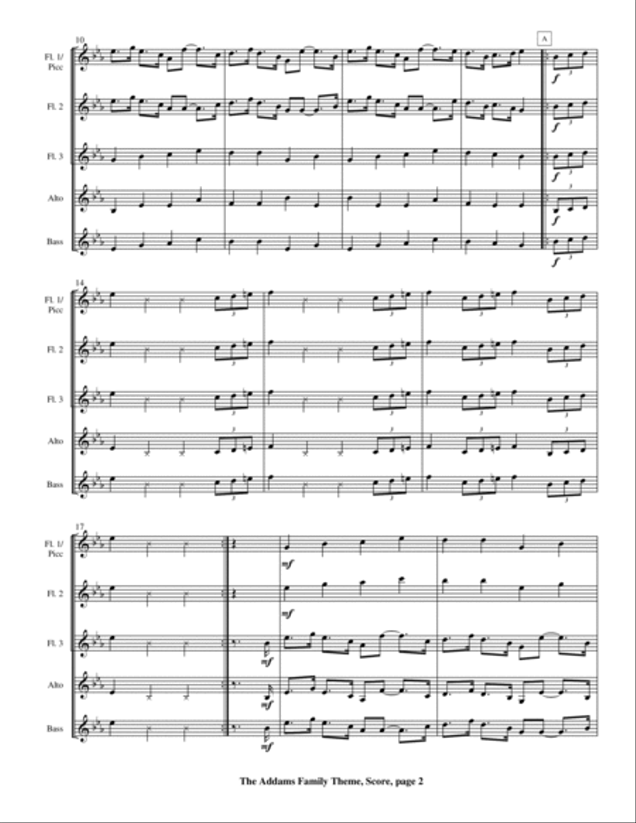 The Addams Family Theme Woodwind Ensemble scores gallery preview page 6