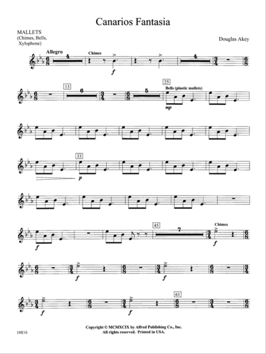 Canarios Fantasia: Mallets Concert Band scores gallery preview page 1