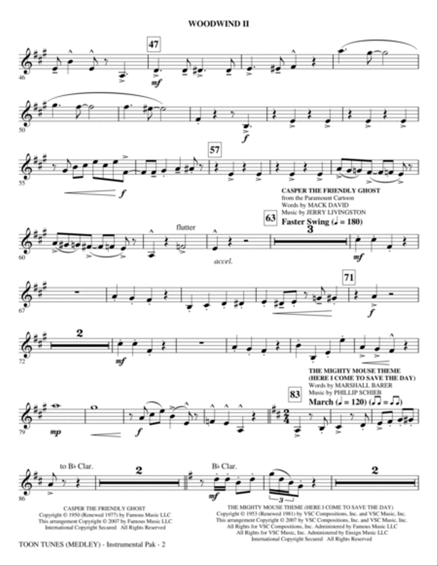 Toon Tunes - Woodwind II Toon Tunes - Woodwind II Choir scores gallery preview page 2