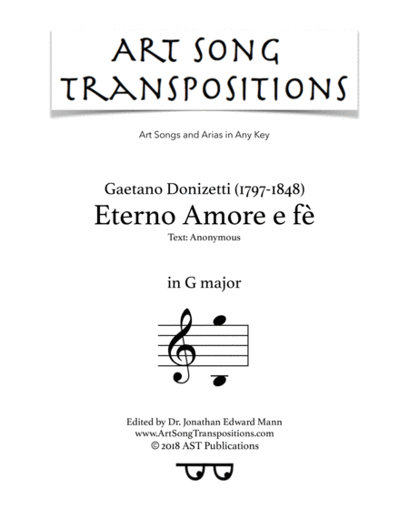 DONIZETTI: Eterno Amore e fè (transposed to G major)