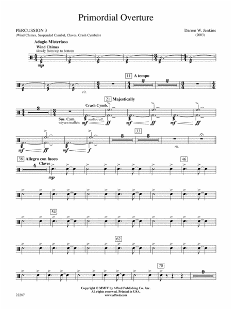 Primordial Overture: 3rd Percussion Concert Band scores gallery preview page 1
