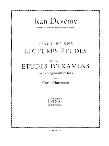 21 Lectures-etudes & 9 Etudes D'examens (horn Solo)