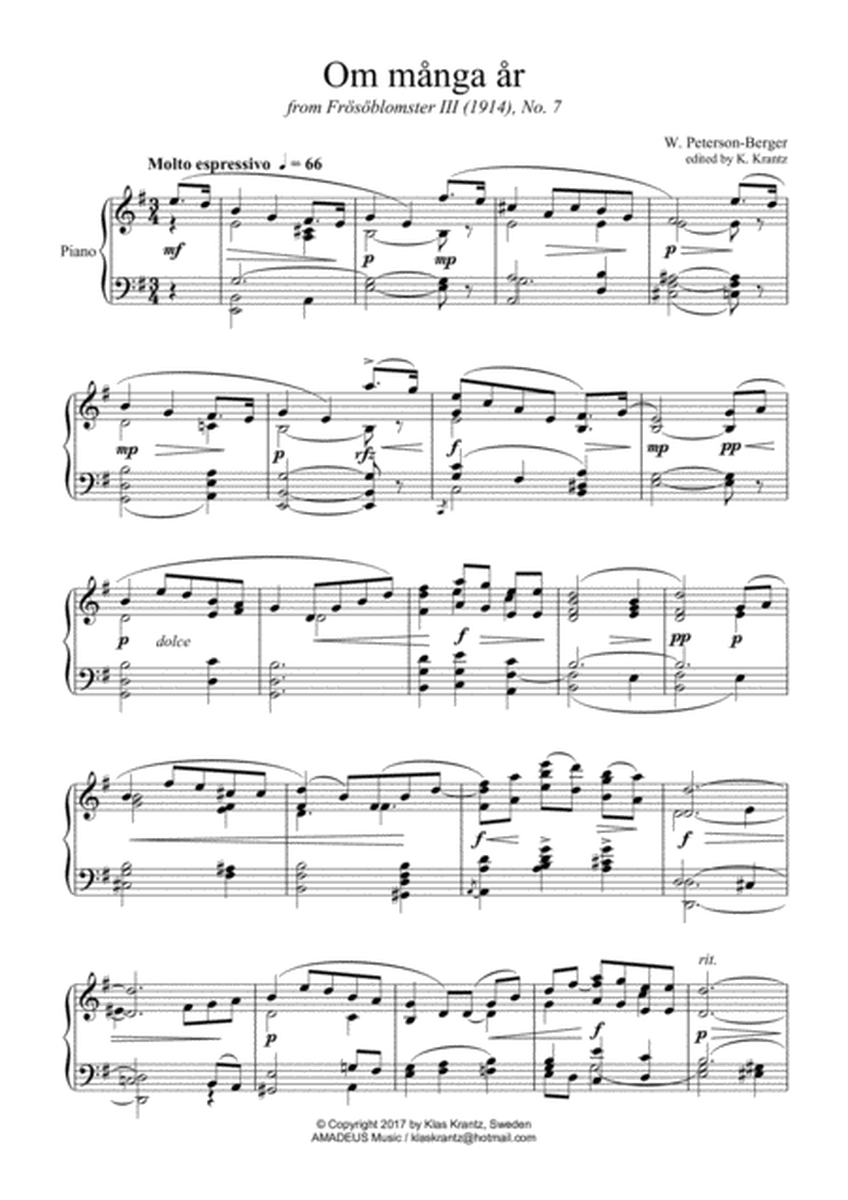 Om många år from Frösöblomster III for piano solo image number null