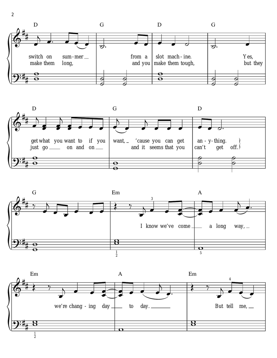 Where Do The Children Play Easy Piano scores gallery preview page 2