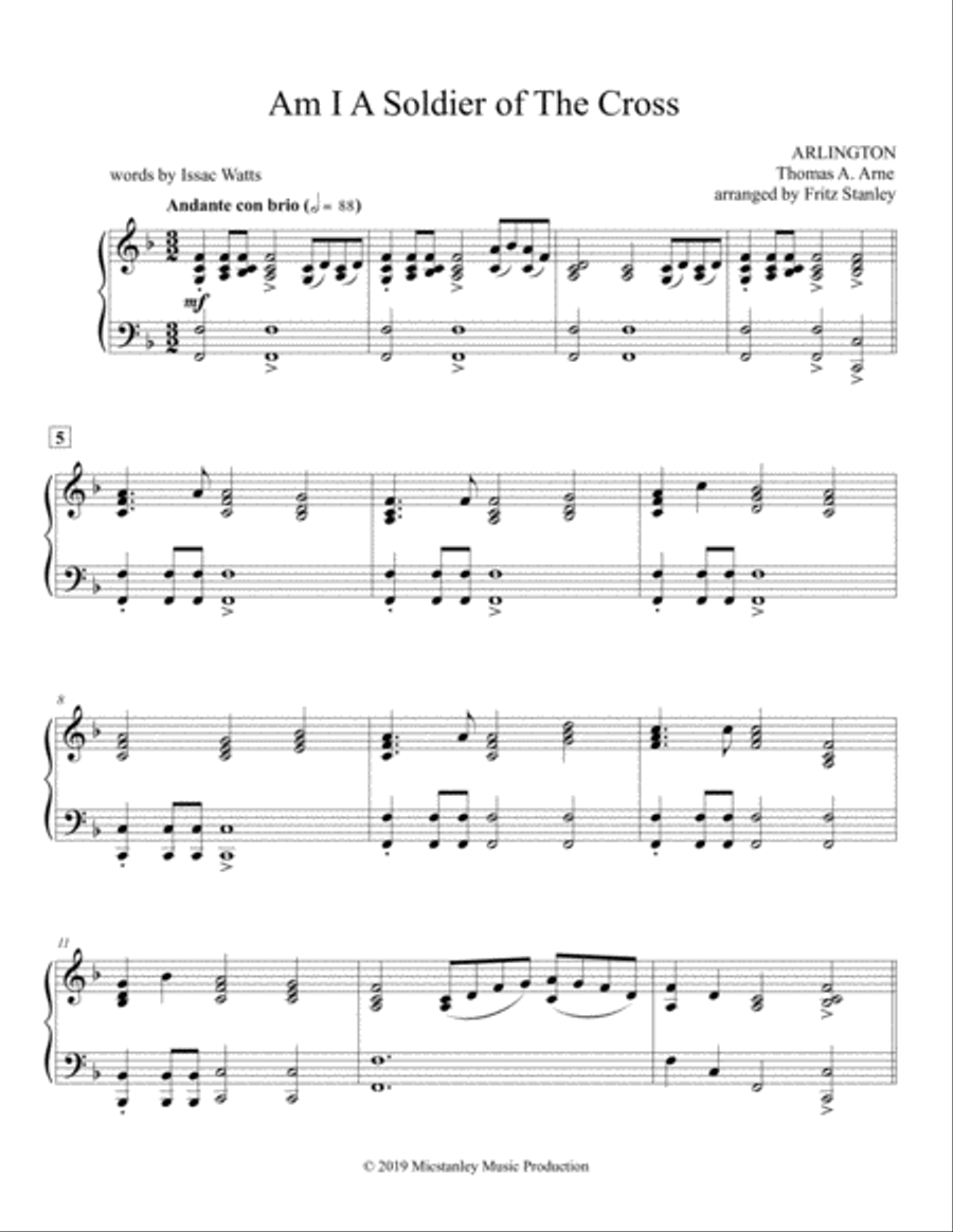 Am I A Soldier of The Cross - Piano Solo Piano Solo scores gallery preview page 2