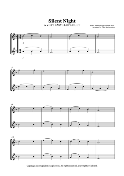 Silent Night - A Very Easy Christmas Duet for Two Flutes