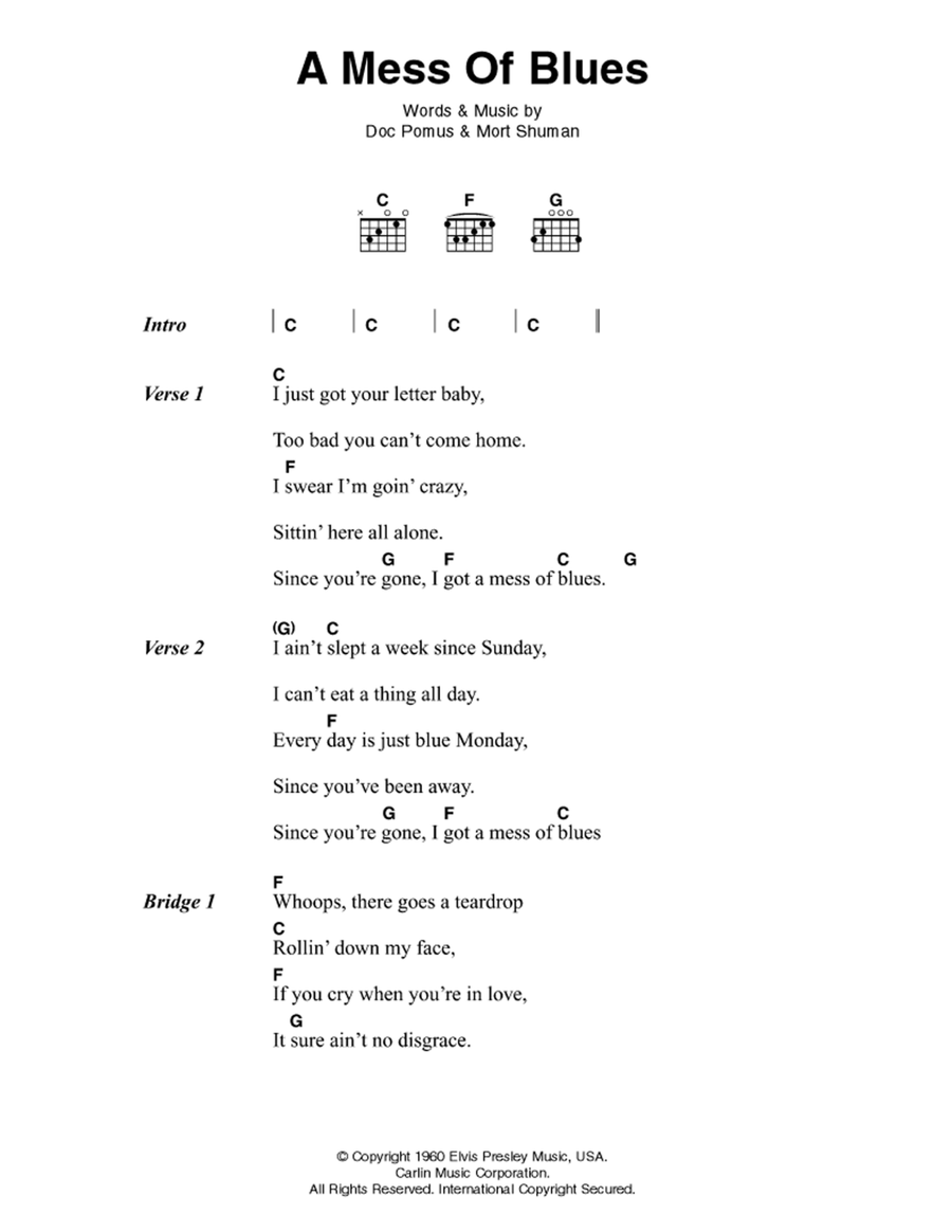A Mess Of Blues Electric Guitar scores gallery preview page 1