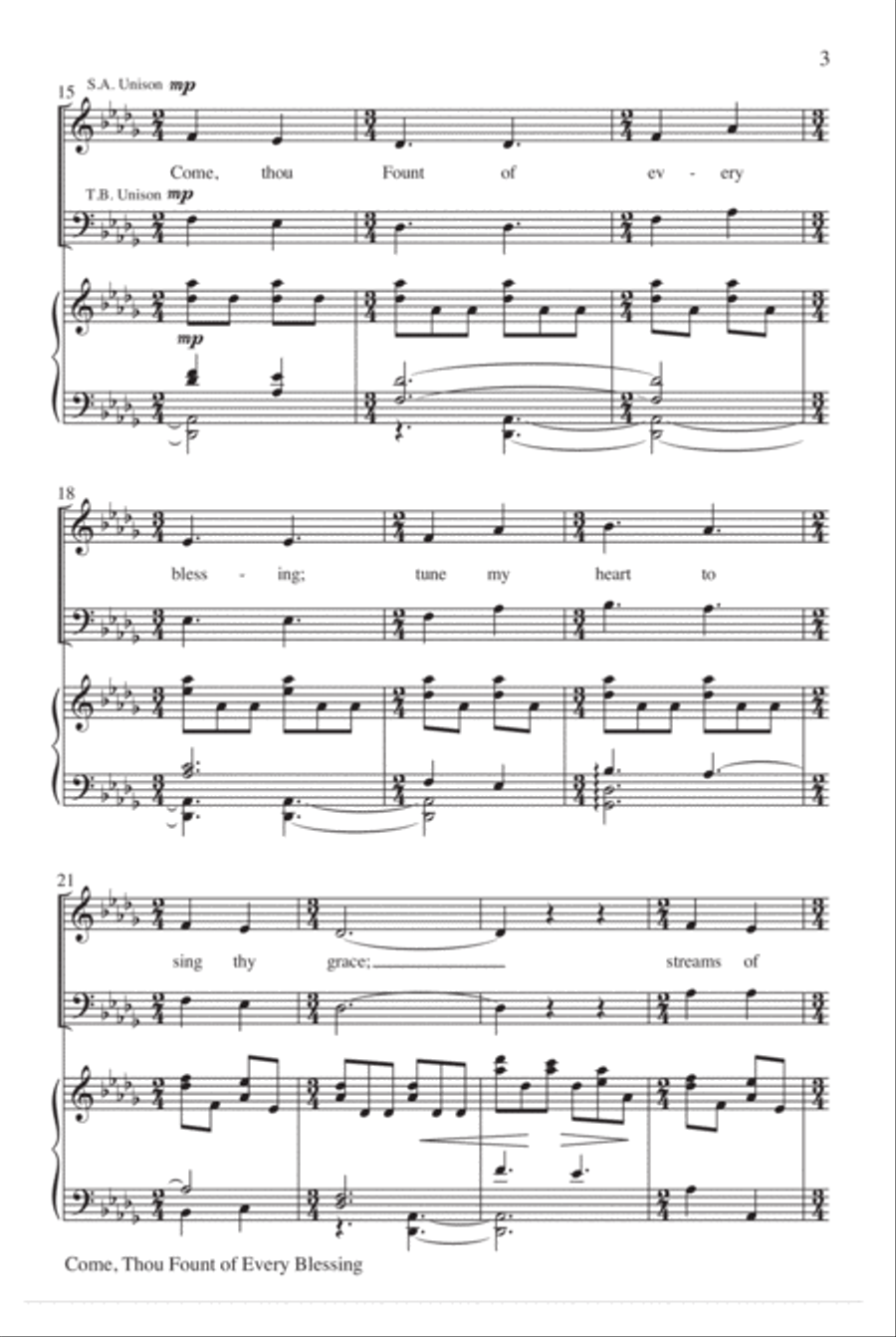 Come, Thou Fount of Every Blessing 4-Part scores gallery preview page 4