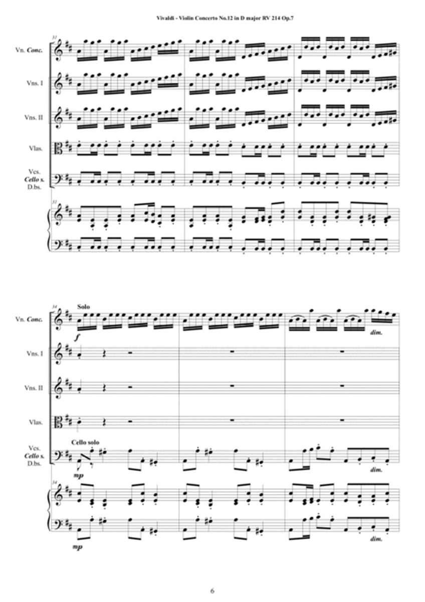 Vivaldi - Violin Concerto No.12 in D major RV 214 Op.7 for Violin, Strings and Cembalo image number null
