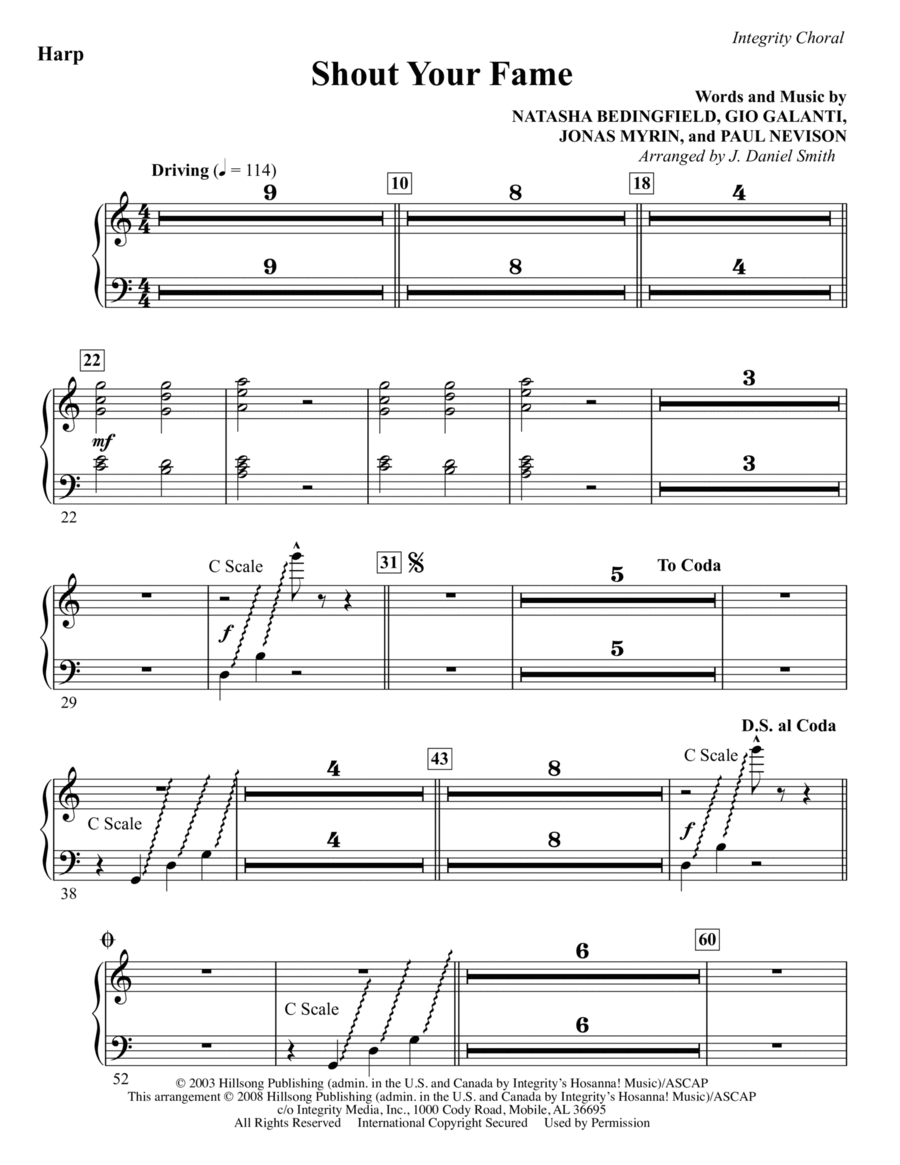 Shout Your Fame - Harp Choir scores gallery preview page 1
