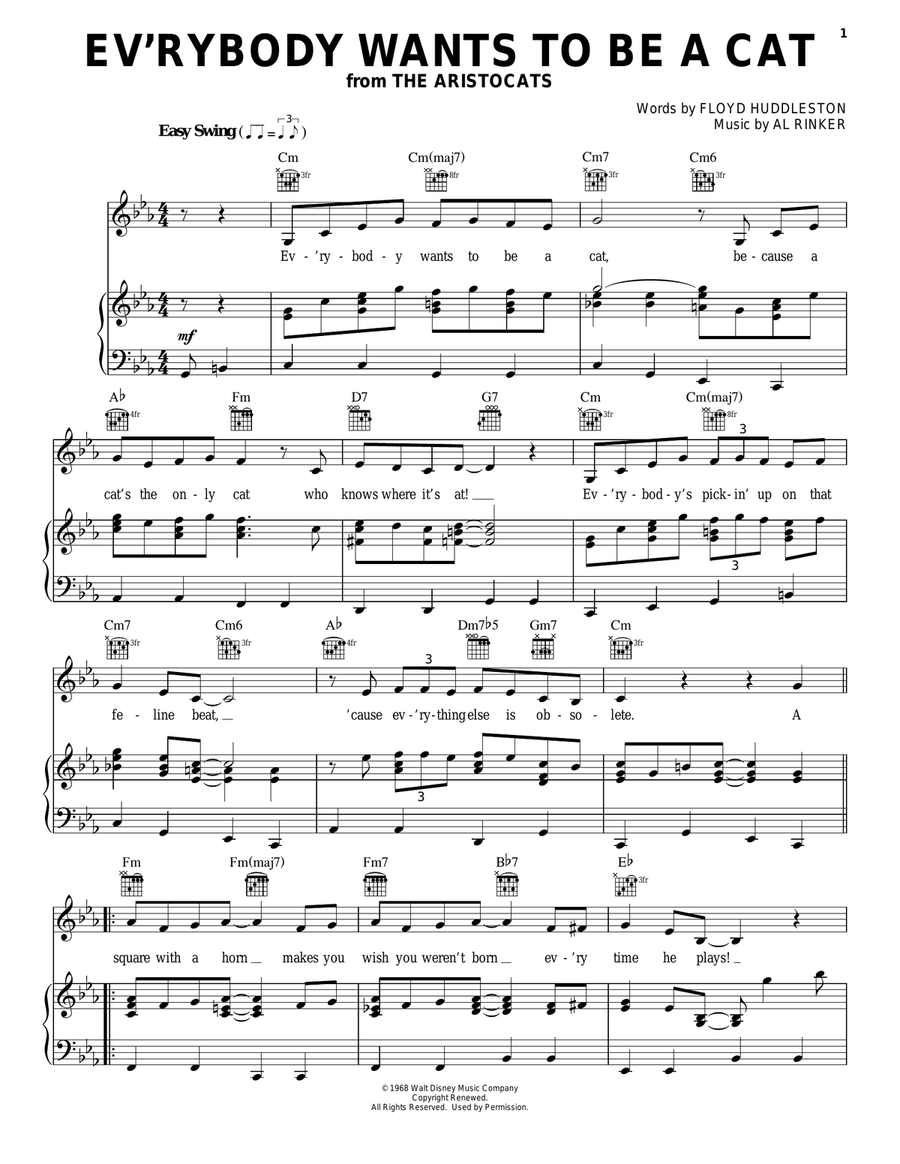 Ev'rybody Wants To Be A Cat (from The Aristocats) Guitar scores gallery preview page 1