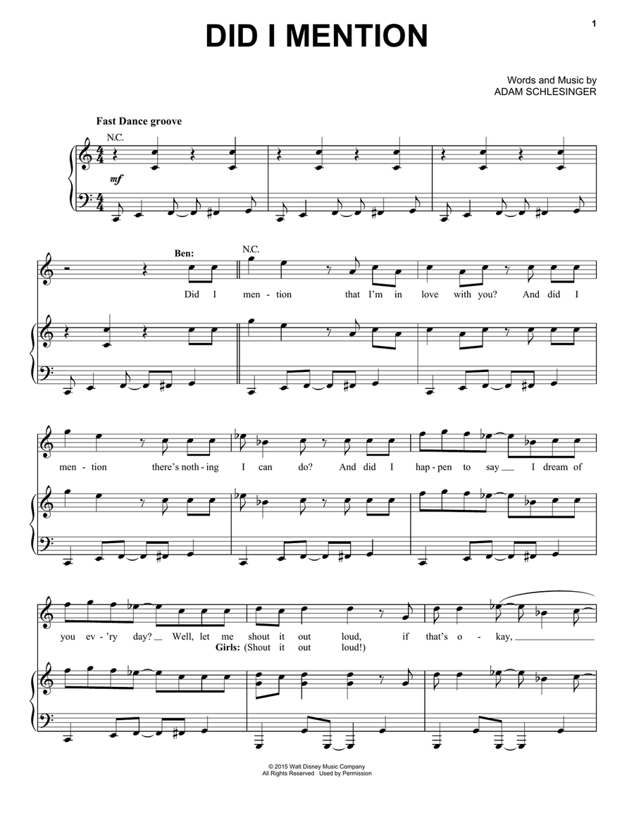 Did I Mention (from Disney's Descendants) Piano, Vocal, Guitar scores gallery preview page 1