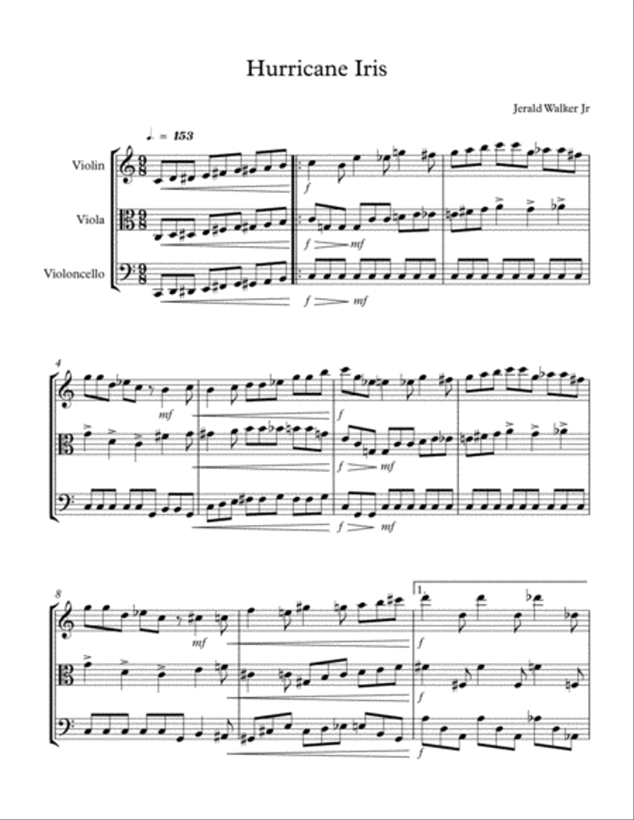 Hurricane Iris String Trio scores gallery preview page 1