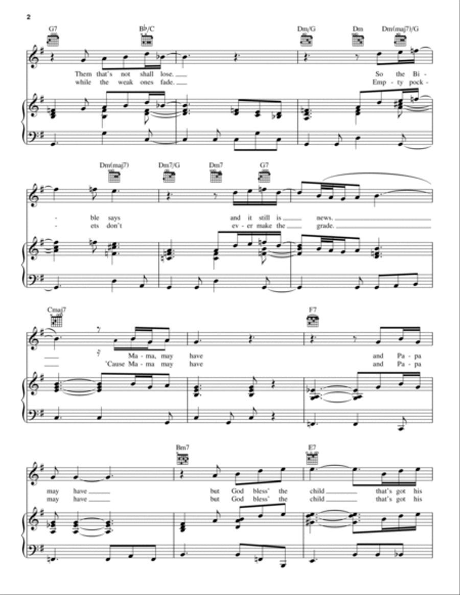 God Bless' The Child God Bless' The Child Piano, Vocal, Guitar scores gallery preview page 2
