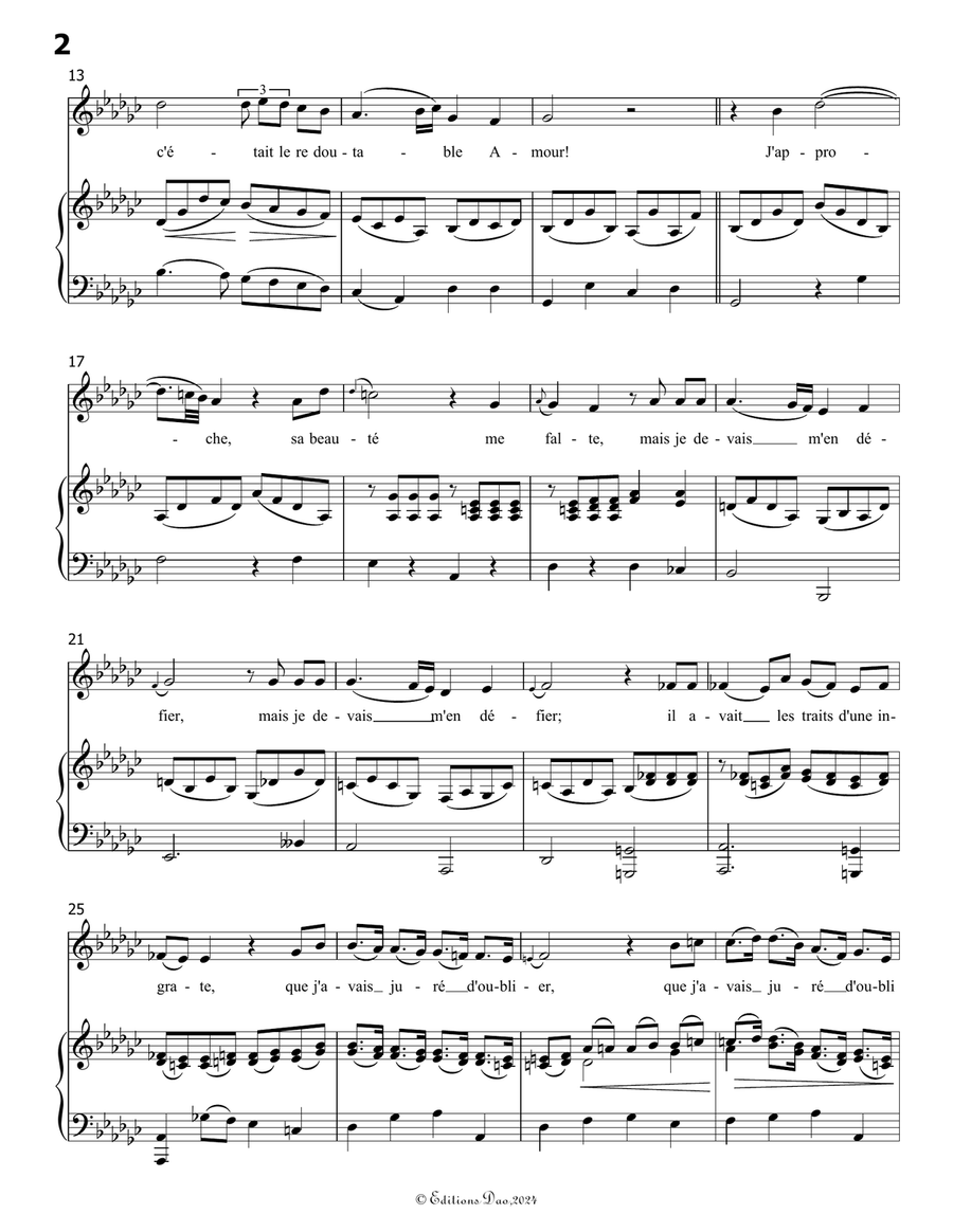 Dans un bois solitaire, by Mozart, K.308/295b, in G flat Major Piano, Vocal scores gallery preview page 4