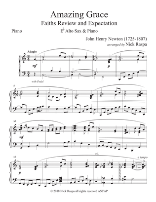 Amazing Grace (E Flat Alto Sax & Piano) Piano part