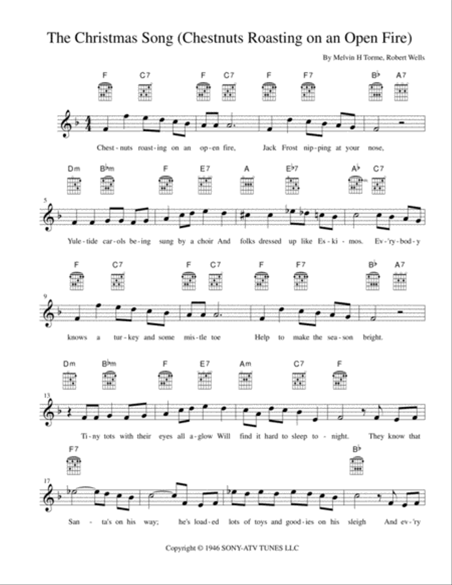 The Christmas Song (chestnuts Roasting On An Open Fire) Piano, Vocal, Guitar scores gallery preview page 1