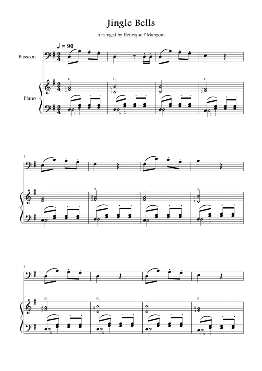 Jingle Bells Bassoon scores gallery preview page 1