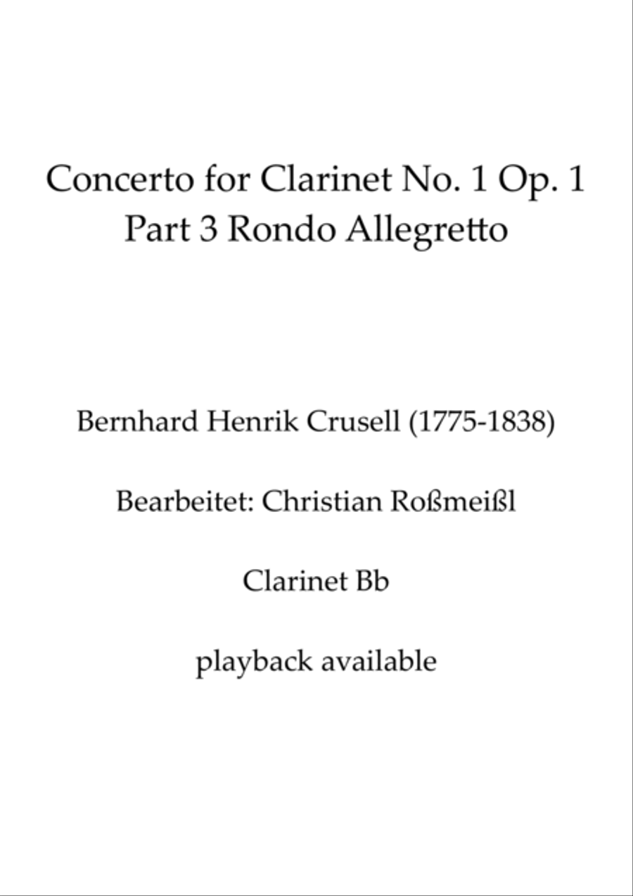 Crusell Concerto for Clarinet No. 1 Op. 1 Part 3 Rondo Clarinet Solo scores gallery preview page 1