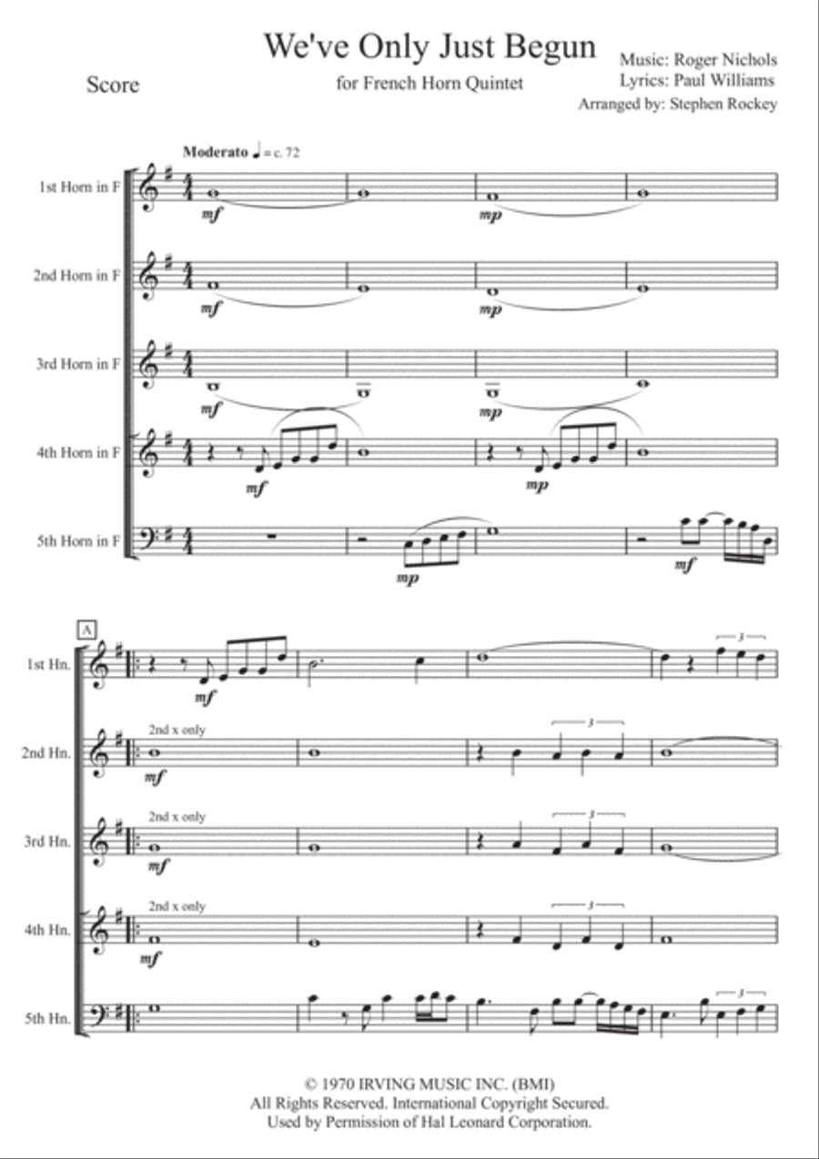We've Only Just Begun We've Only Just Begun Brass Ensemble scores gallery preview page 3