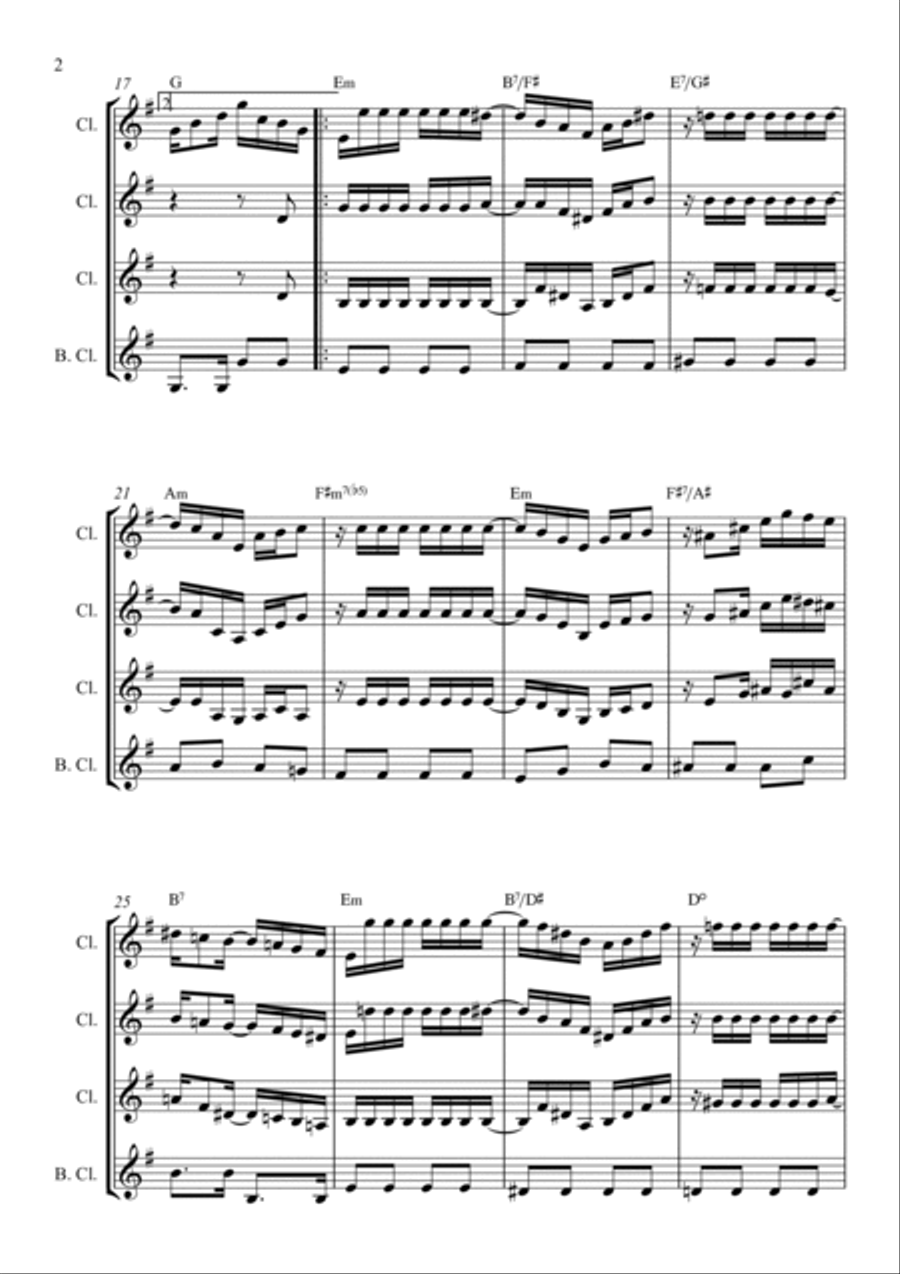 Vou Vivendo Clarinet Quartet scores gallery preview page 2