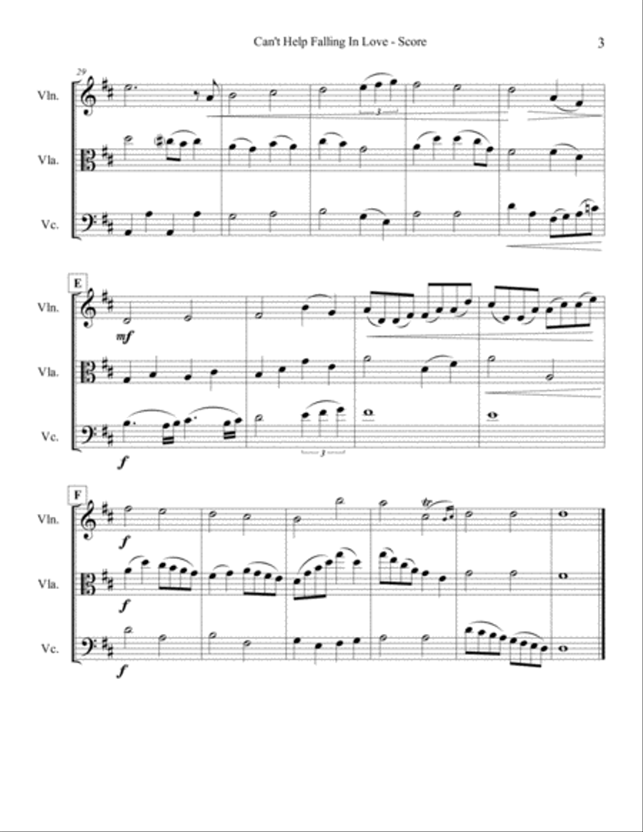 Can't Help Falling In Love String Trio scores gallery preview page 3