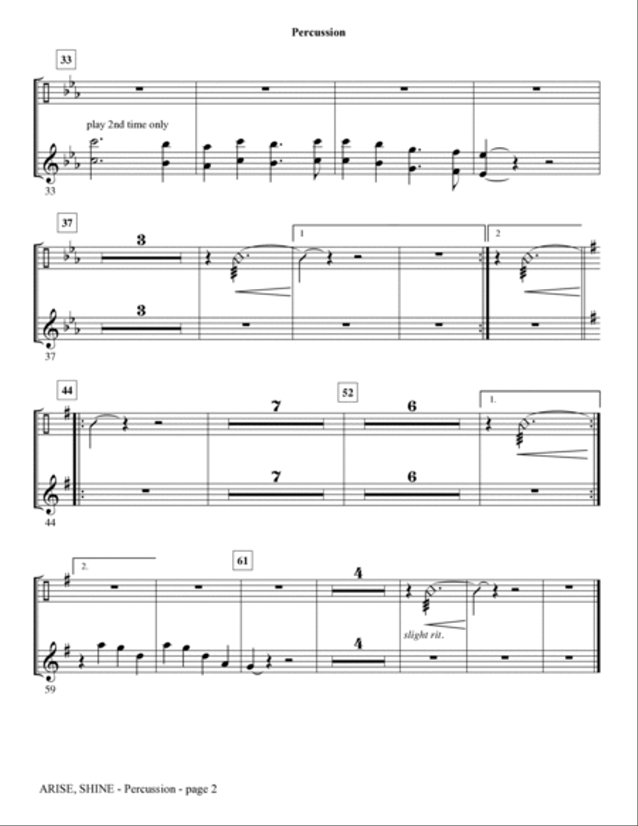 Arise, Shine (arr. Tom Fettke) - Percussion Choir scores gallery preview page 2