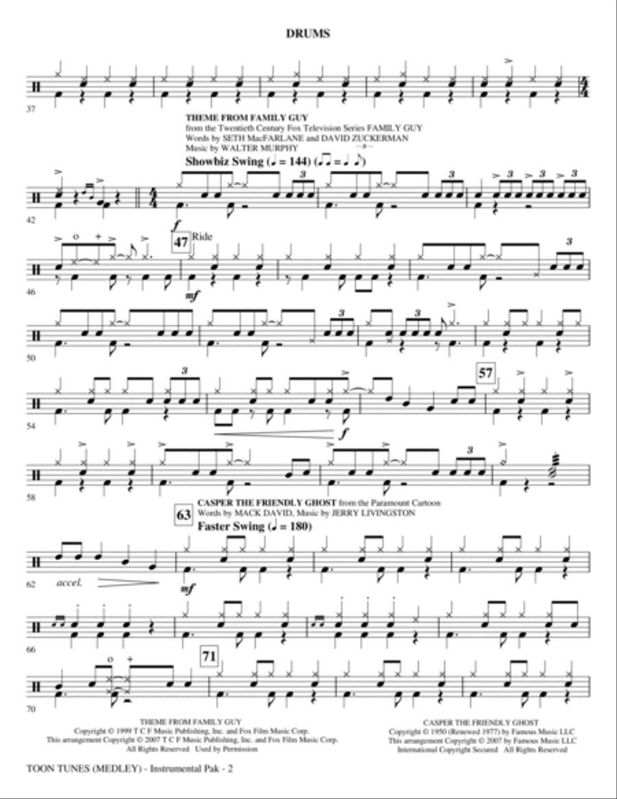 Toon Tunes - Drums Toon Tunes - Drums Choir scores gallery preview page 2