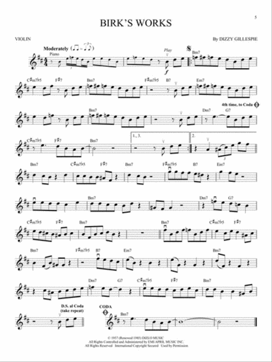 Jazz Blues Favorites Violin Solo scores gallery preview page 4