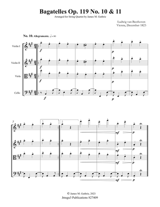 Beethoven: Bagatelles Op. 119 No. 10 & 11 for String Quartet