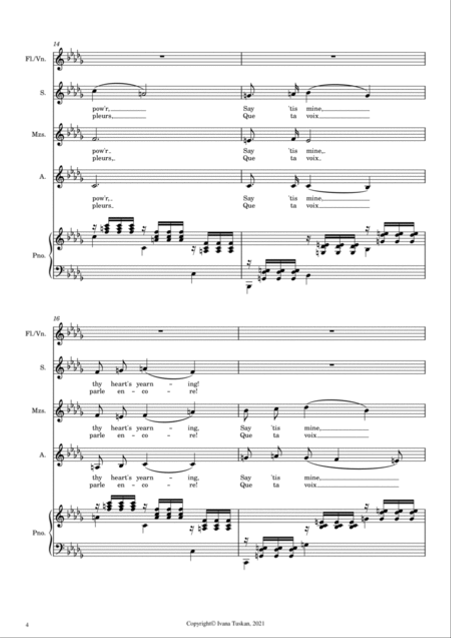 My Heart at Thy Dear Voice (Mon coeur) from Samson & Dalilah SSA, piano, flute or violin SSA scores gallery preview page 4