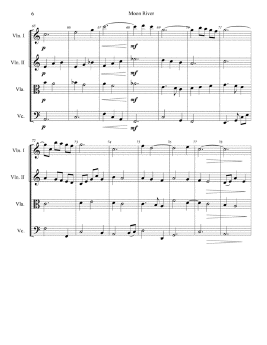 Moon River String Quartet scores gallery preview page 6