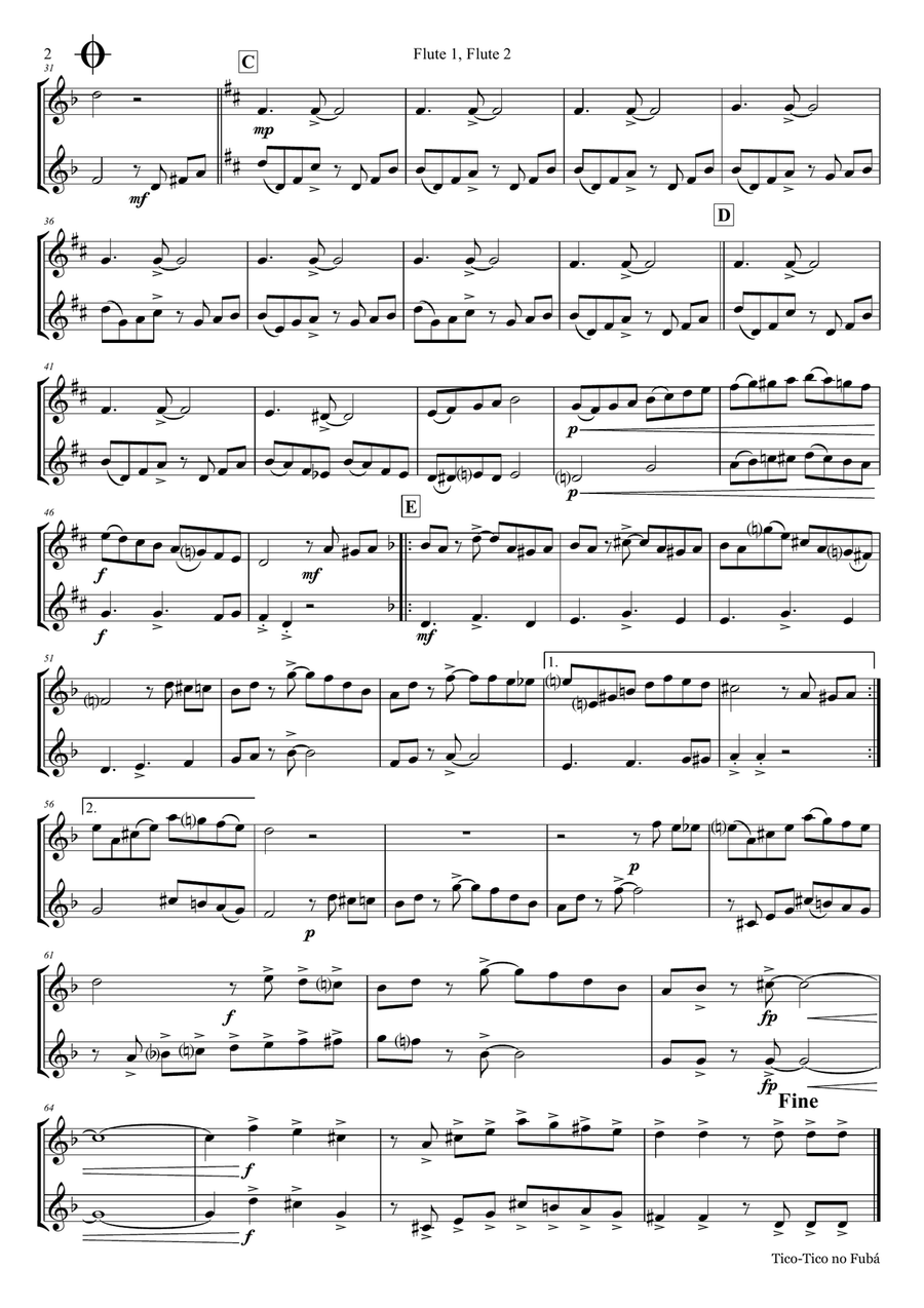Tico-Tico no Fubá - Choro - Duet Flute Flute Duet scores gallery preview page 6