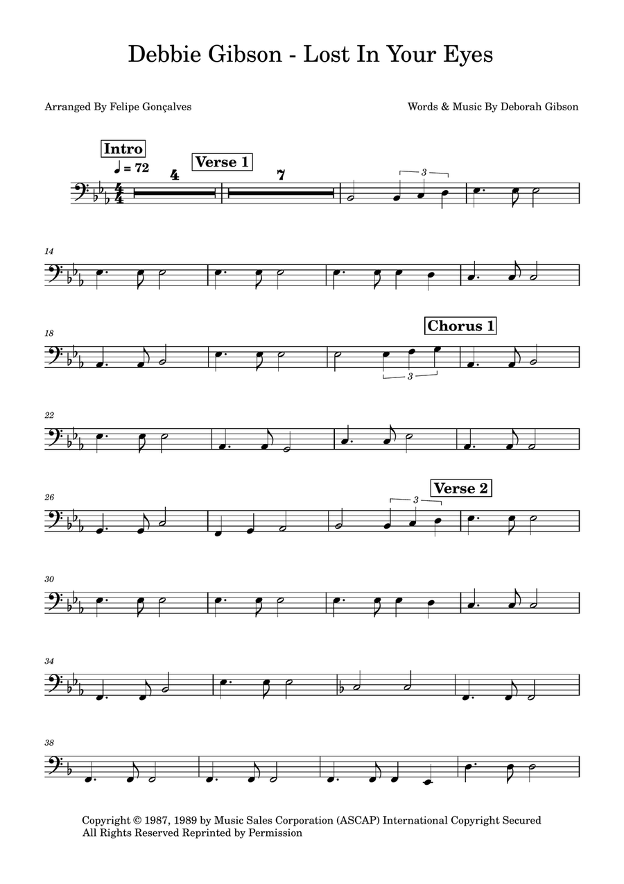 Lost In Your Eyes Lost In Your Eyes Bass Guitar scores gallery preview page 1