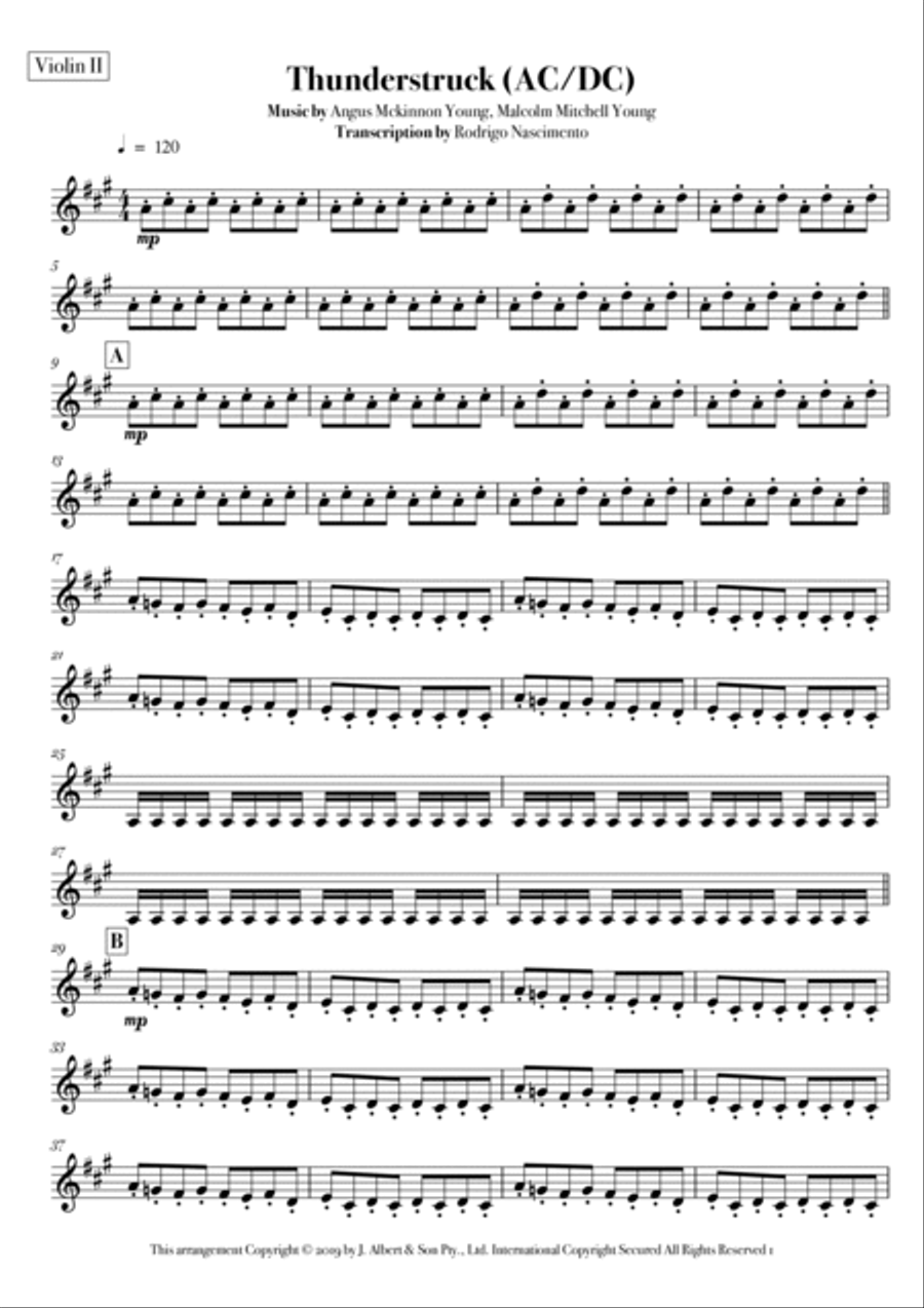 Thunderstruck String Quartet scores gallery preview page 3