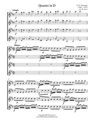 Quartet in D (Guitar Quartet) - Score and Parts