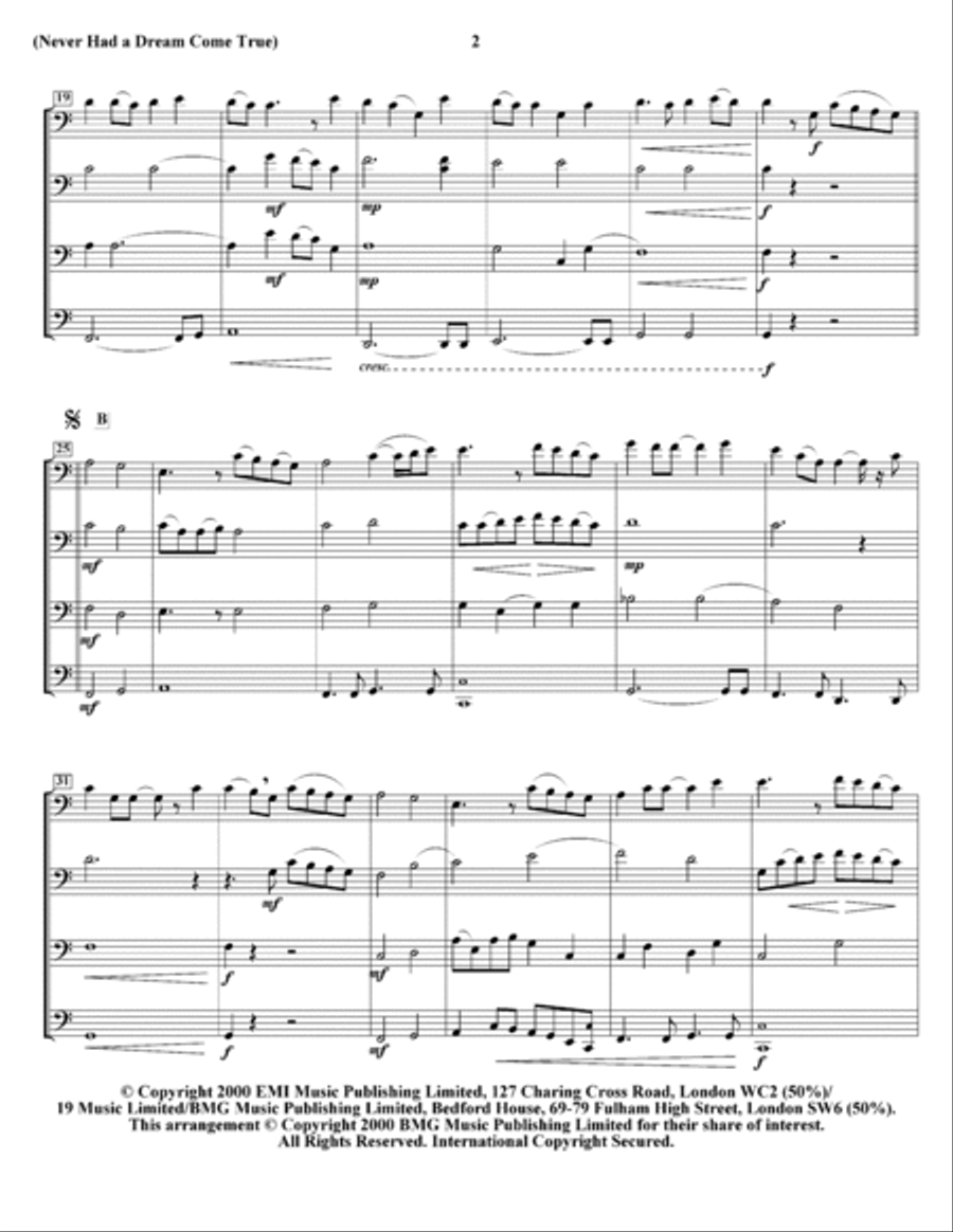 Never Had A Dream Come True Brass Quartet scores gallery preview page 4