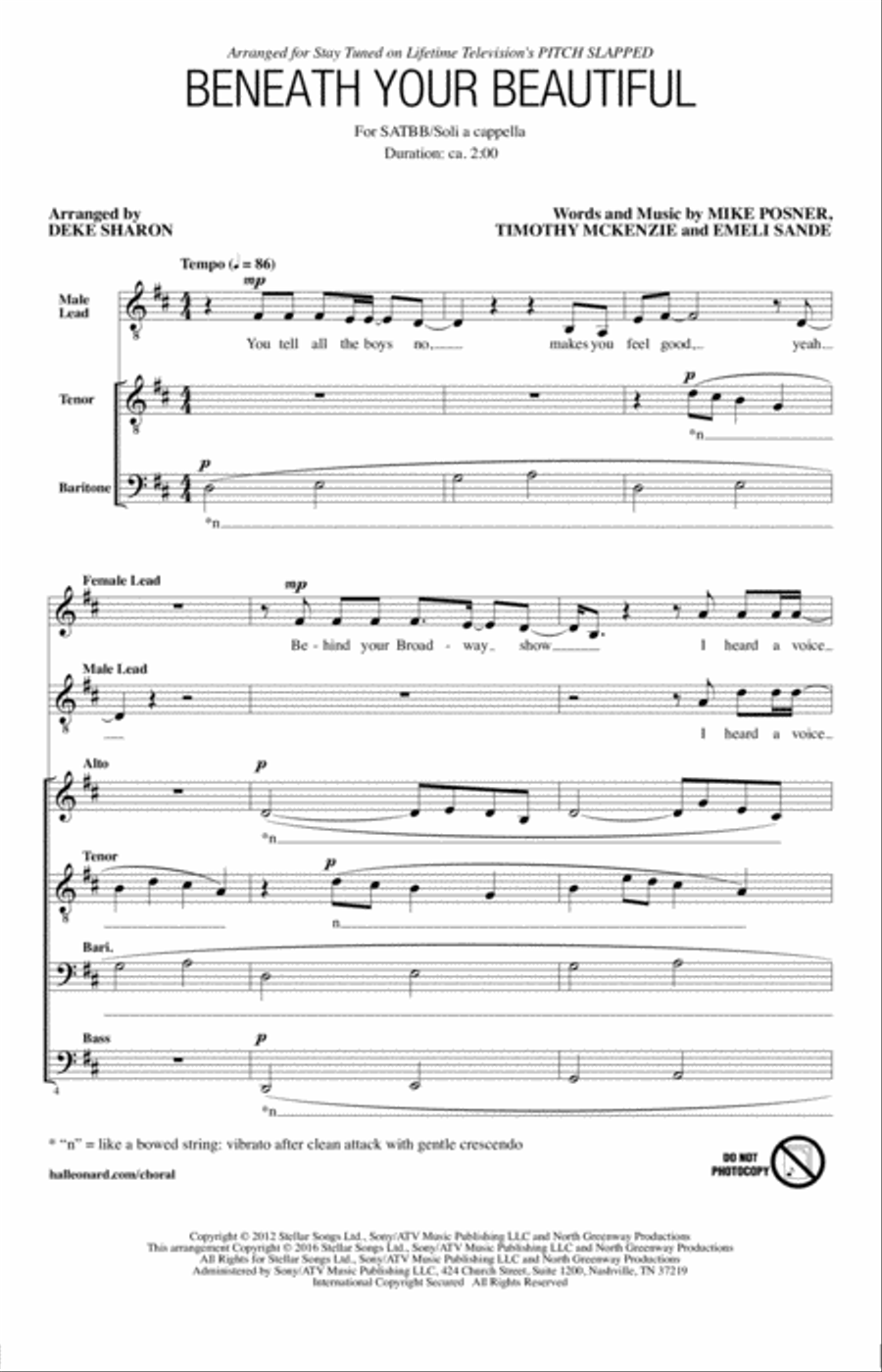 Beneath Your Beautiful 4-Part scores gallery preview page 1