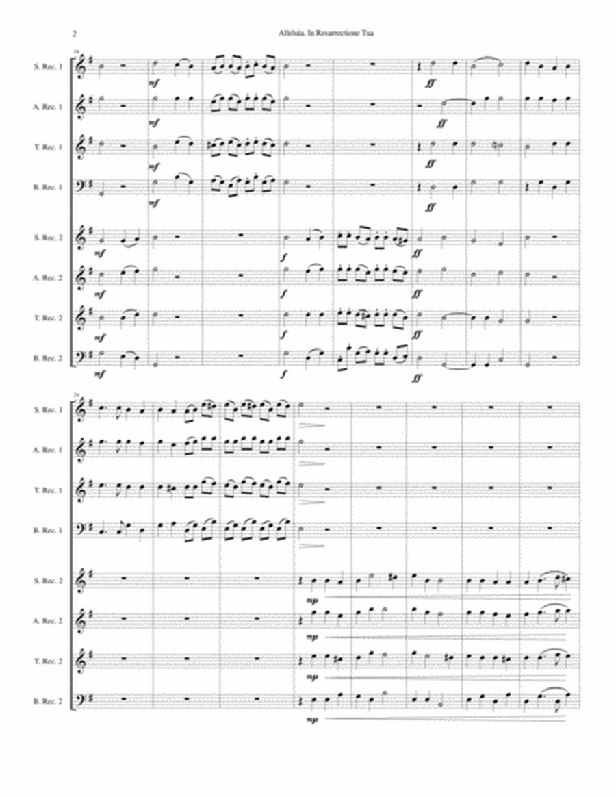 Alleluia In Resurrectione Tua arranged for recorder octet or recorder orchestra image number null