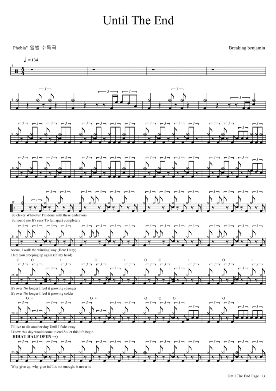 Until The End Drum Set scores gallery preview page 1