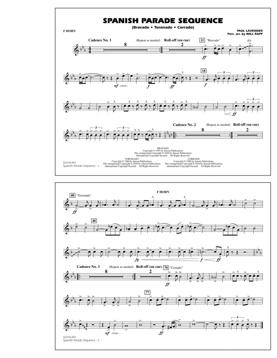 Spanish Parade Sequence - F Horn