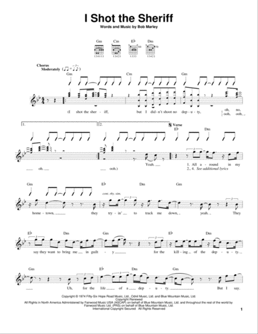 I Shot The Sheriff Acoustic Guitar scores gallery preview page 1