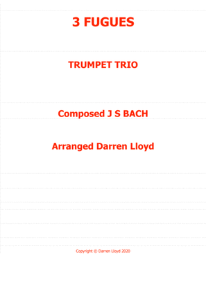 Book cover for 3 Fugues J S Bach - Trumpet trio